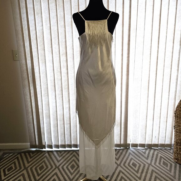 Vintage Victoria Jane White Beaded Maxi slip Dress 10